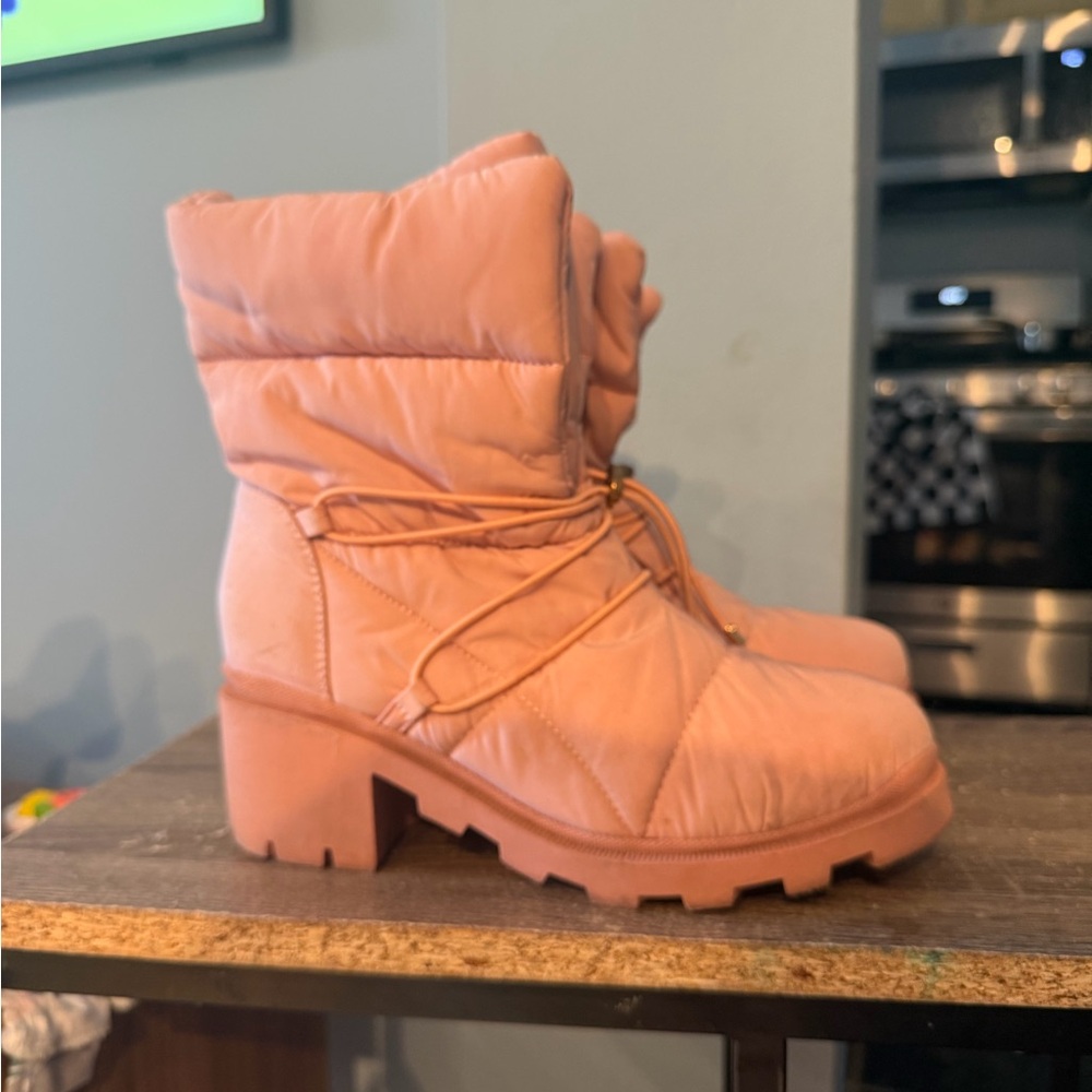 Dolls Kill Pink Quilted Winter Boots